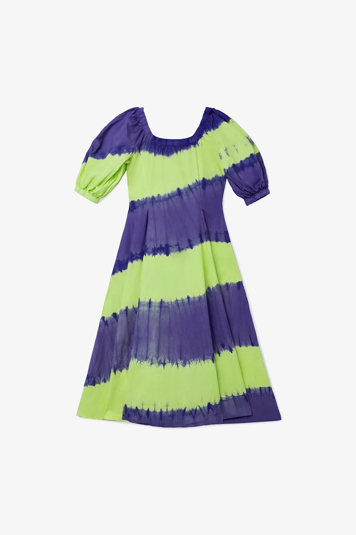 Vestido Marissa Algodão Tie Dye Roxo e Verde