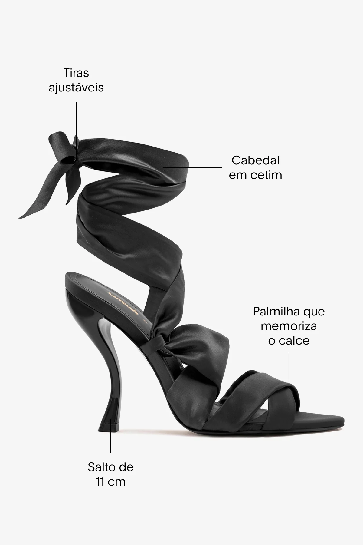 Larroudé x Nicolò B.: Sandália Dani Cetim Preto - Image 5
