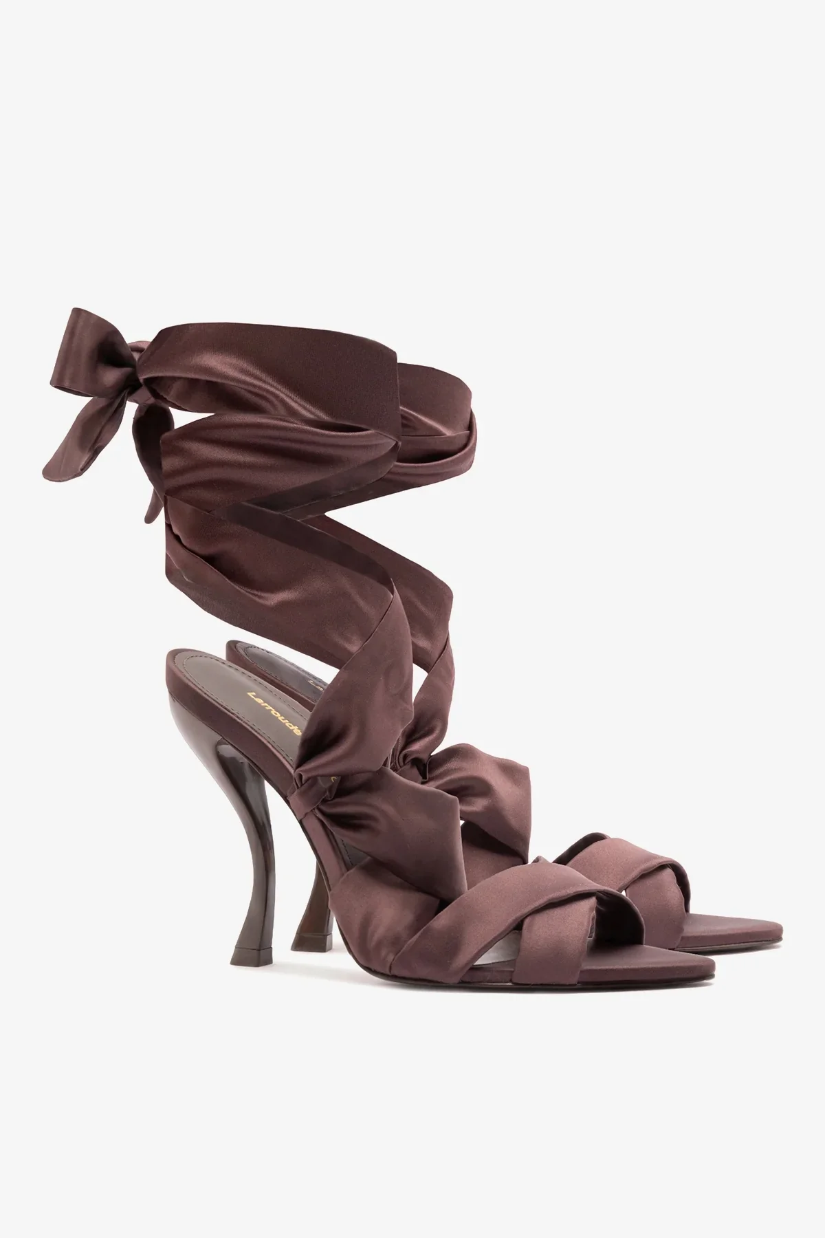 Larroudé x Nicolò B.: Sandália Dani Cetim Marrom - Image 3