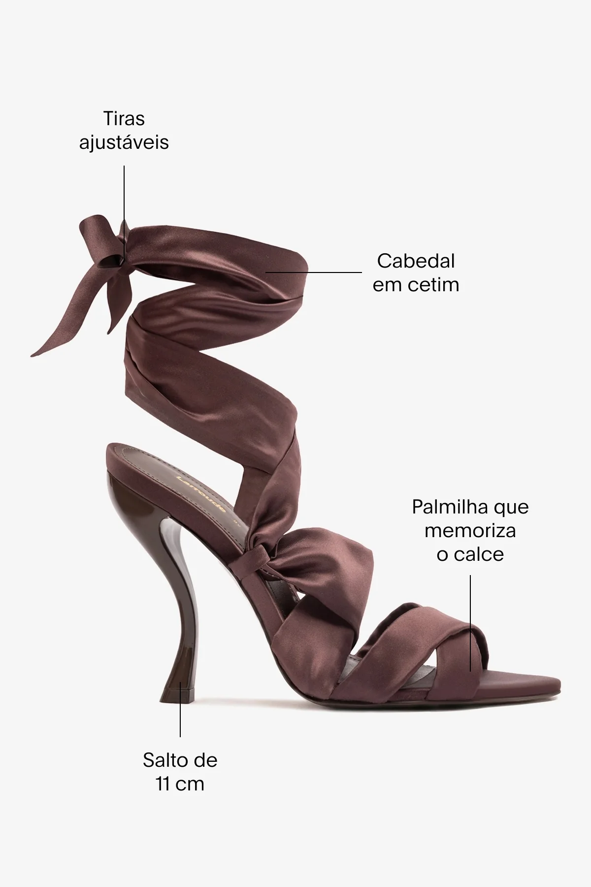 Larroudé x Nicolò B.: Sandália Dani Cetim Marrom - Image 5