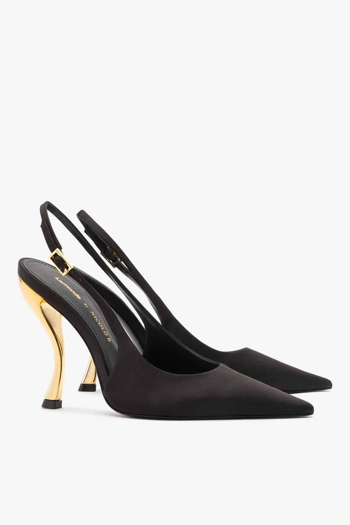 Larroudé x Nicolò B.: Slingback Grace Cetim Preto - Image 3