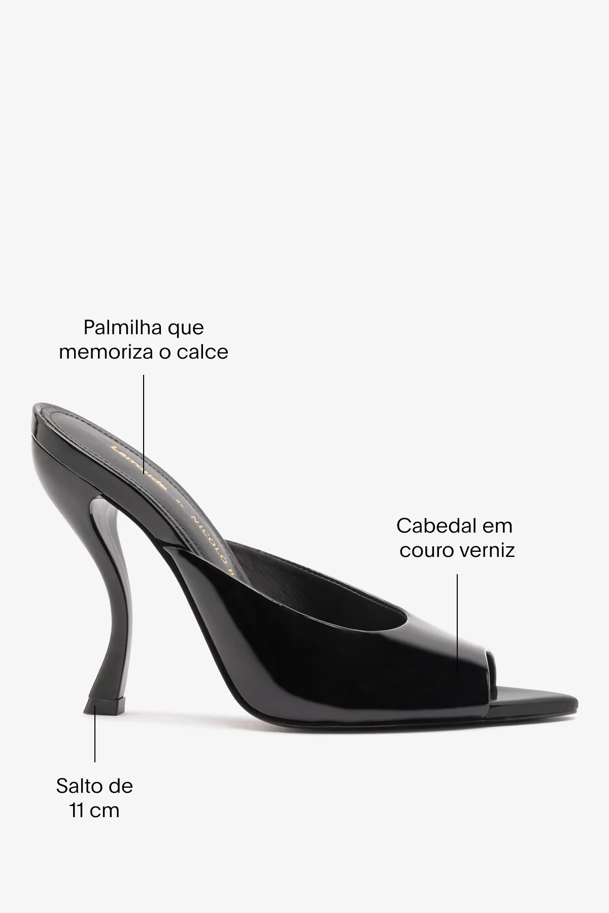 Larroudé x Nicolò B.: Mule Malibu Couro Verniz Preto - Image 5