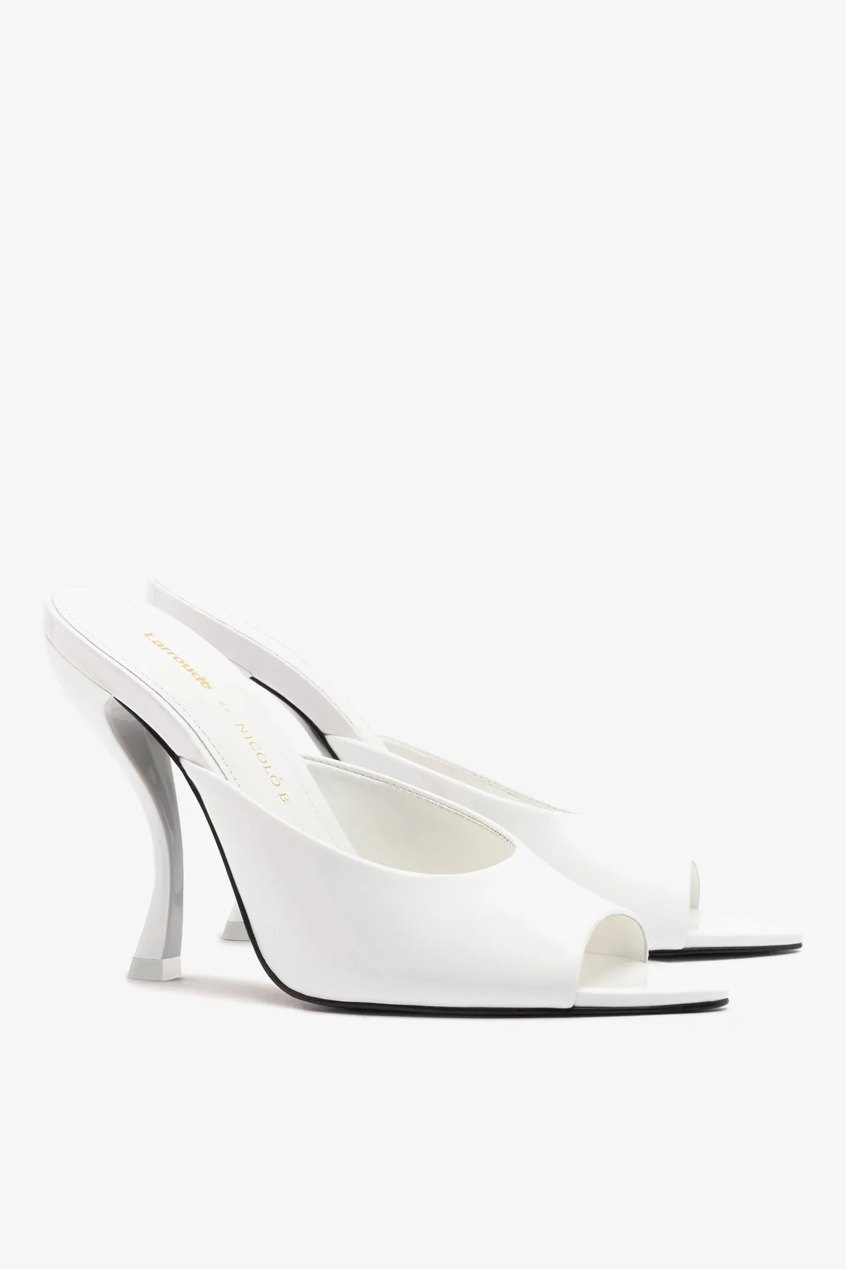 Larroudé x Nicolò B.: Mule Malibu Couro Verniz Branco - Image 3