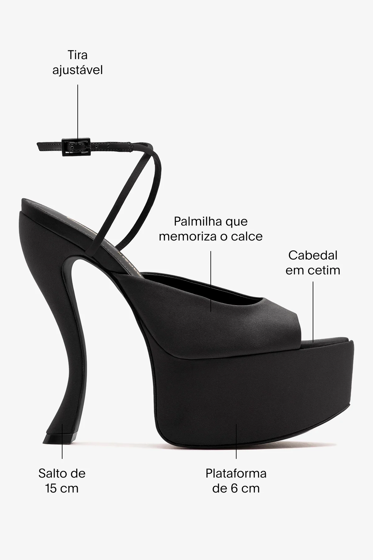 Larroudé x Nicolò B.: Sandália Lola Cetim Preto - Image 5