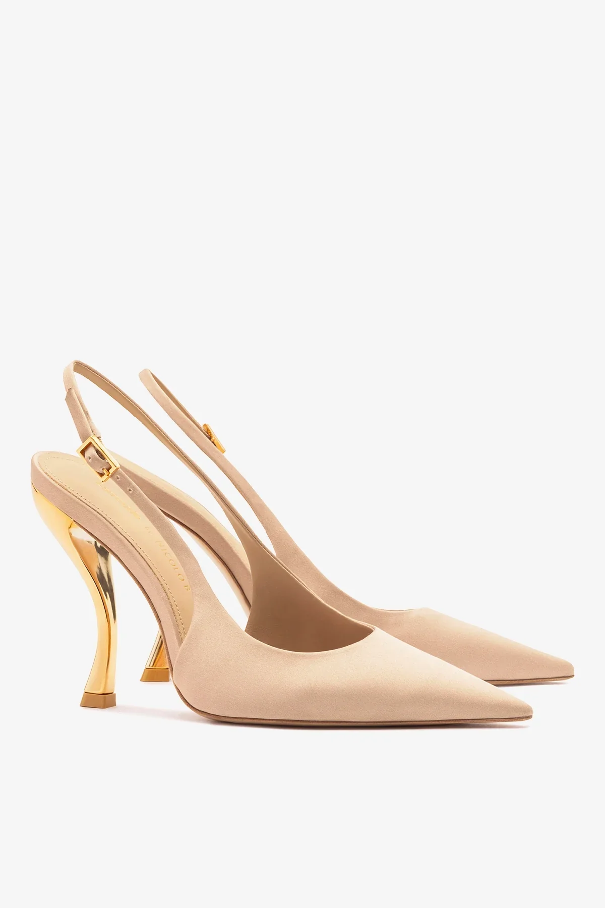 Larroudé x Nicolò B.: Slingback Grace Cetim Bege - Image 3