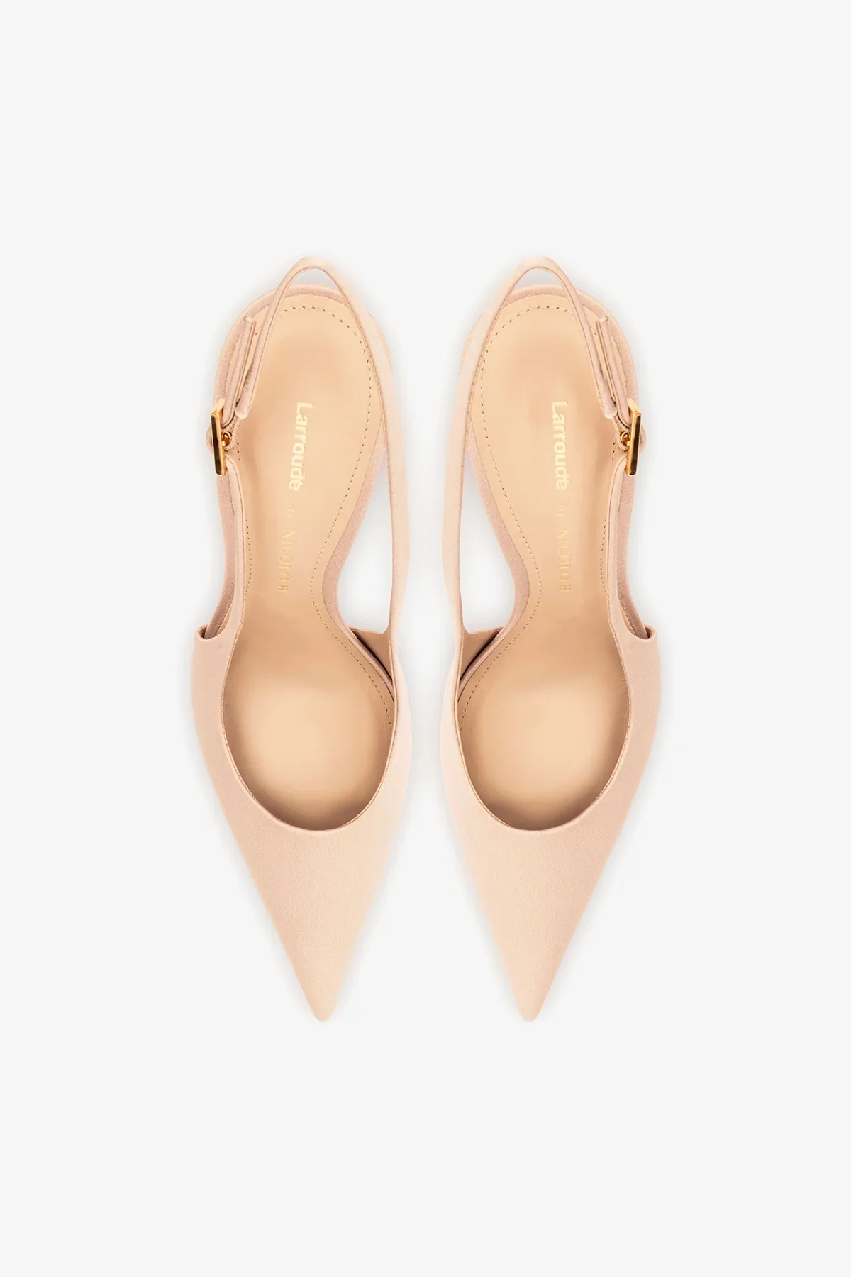 Larroudé x Nicolò B.: Slingback Grace Cetim Bege - Image 7