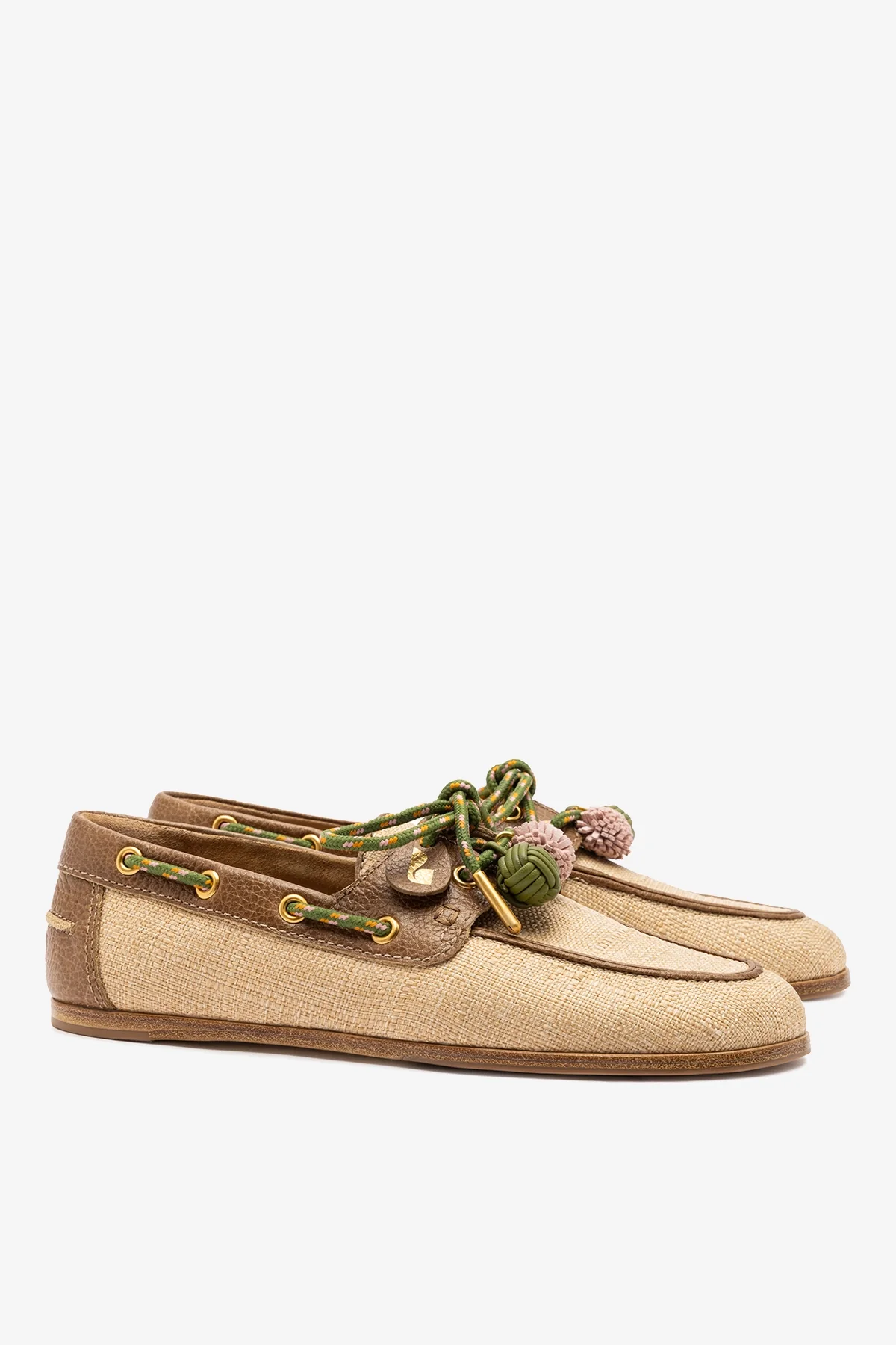 Mocassim Boat Shoe Cyprus Ráfia Bege e Couro Marrom - Image 3