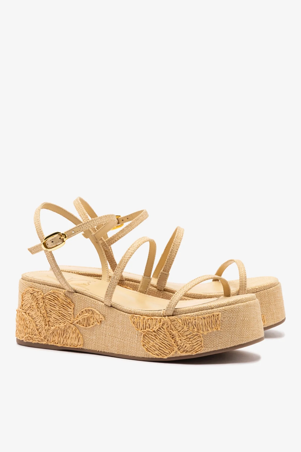 Flatform Gio Ráfia Bege Bordado Floral - Image 3
