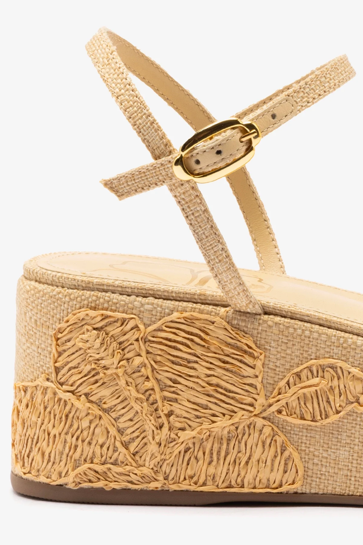 Flatform Gio Ráfia Bege Bordado Floral - Image 4