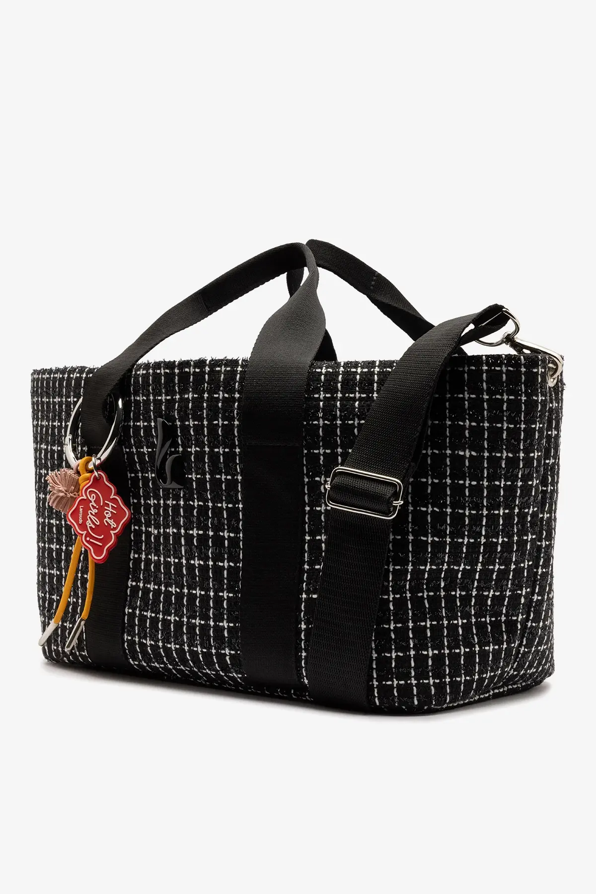 Bolsa Tote Bag Americana Tweed Estampado Preto e Branco - Image 3
