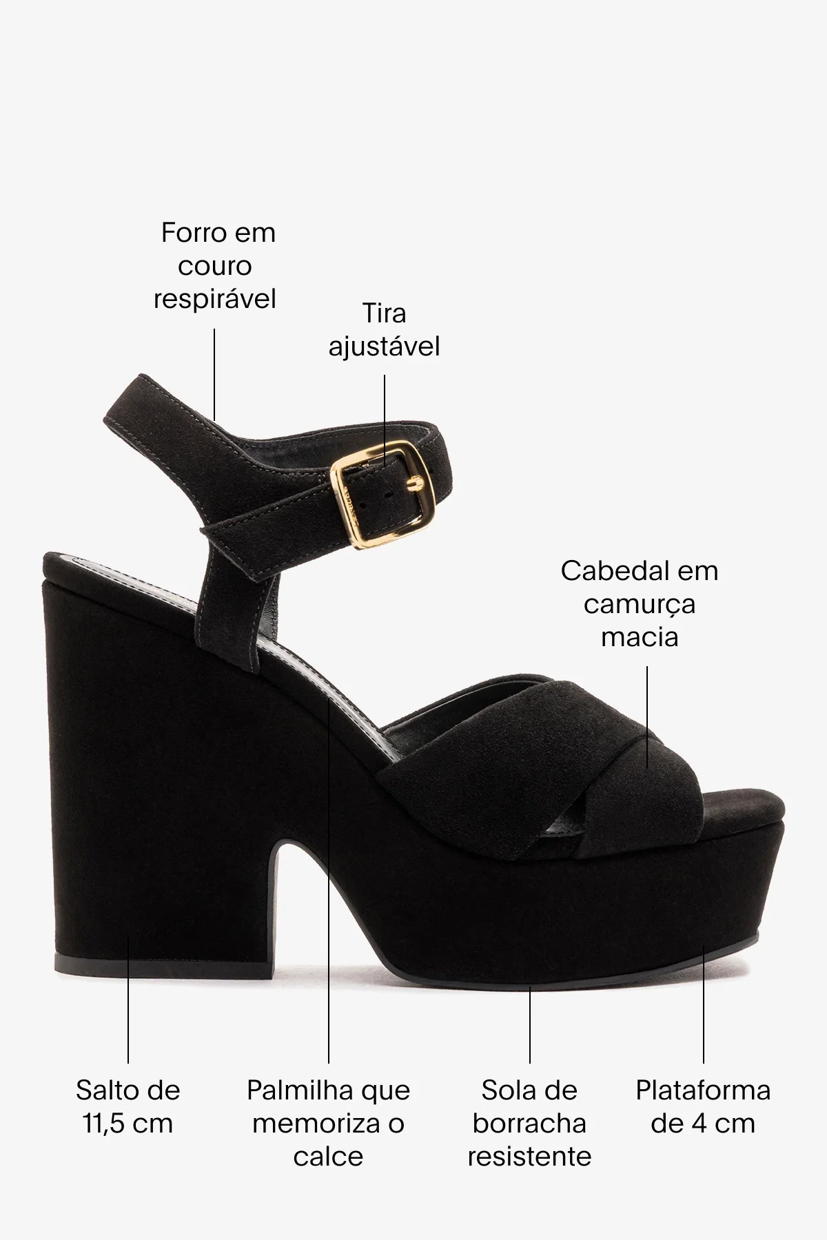 Sandália Plataforma Cher Camurça Preto - Image 5