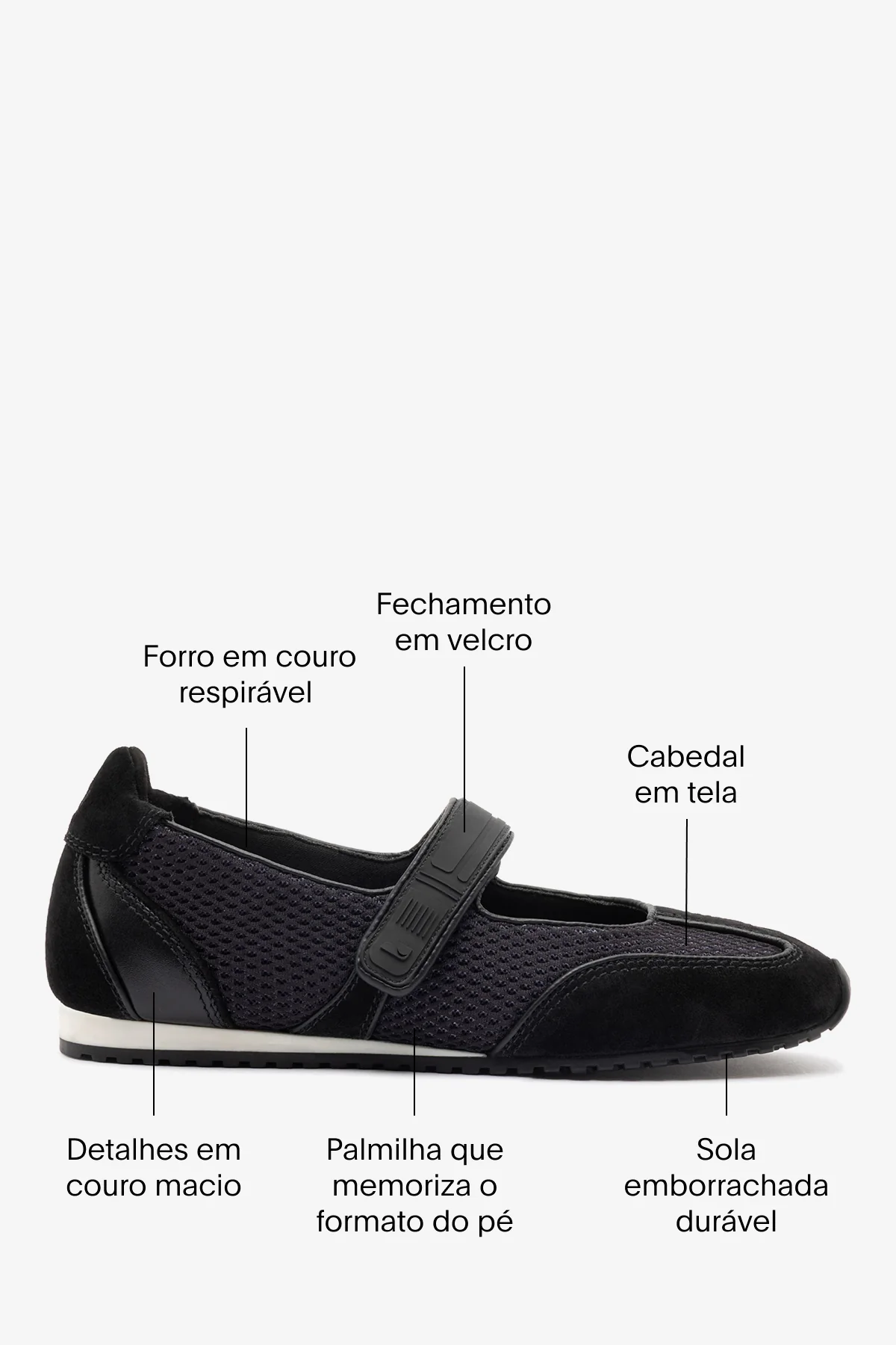 Sapatilha Devon Camurça, Tela e Couro Preto - Image 5