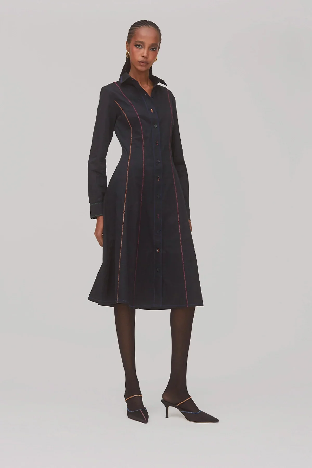 Vestido Chemise Elena Algodão Preto - Image 3