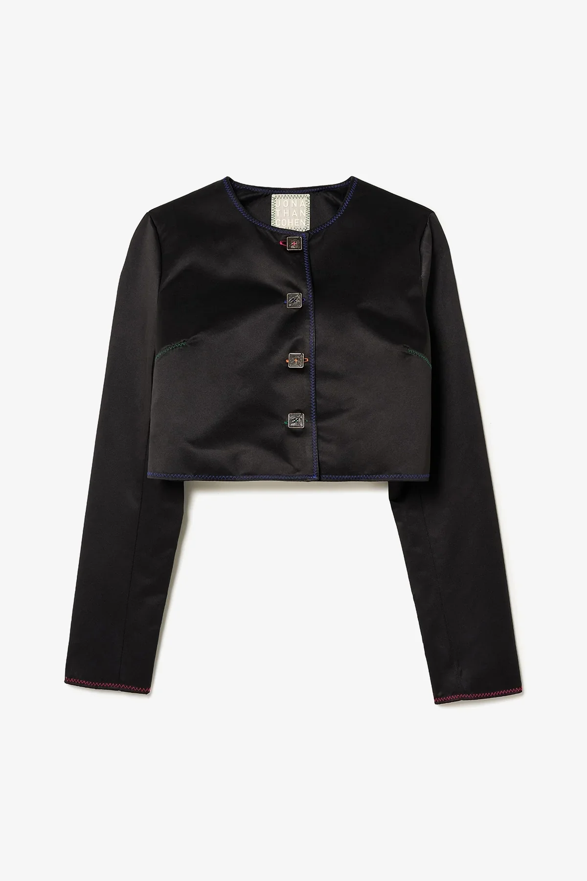 Jaqueta Cropped Gloria Cetim Preto
