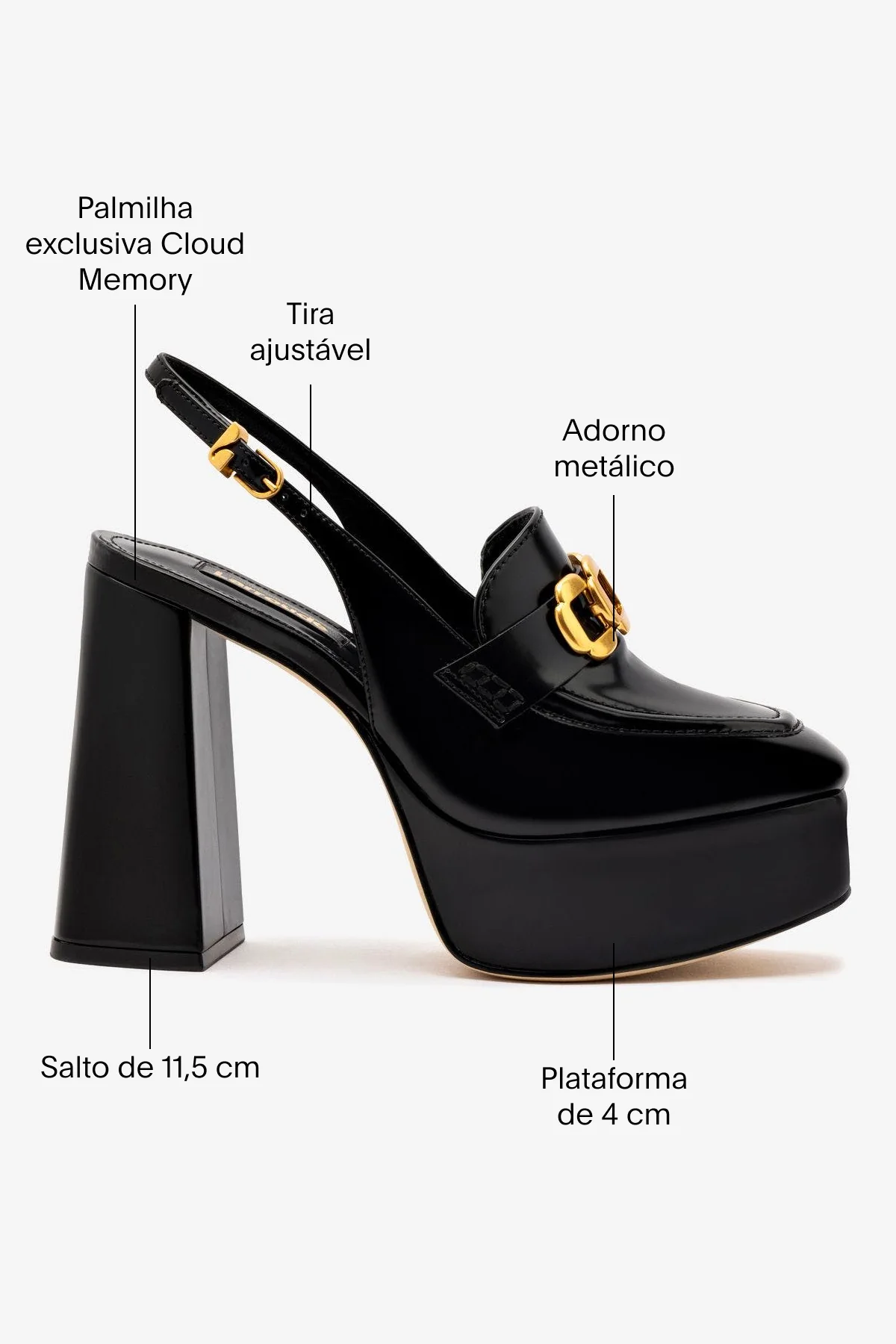 Slingback Plataforma Harrington Hi Couro Preto - Image 5