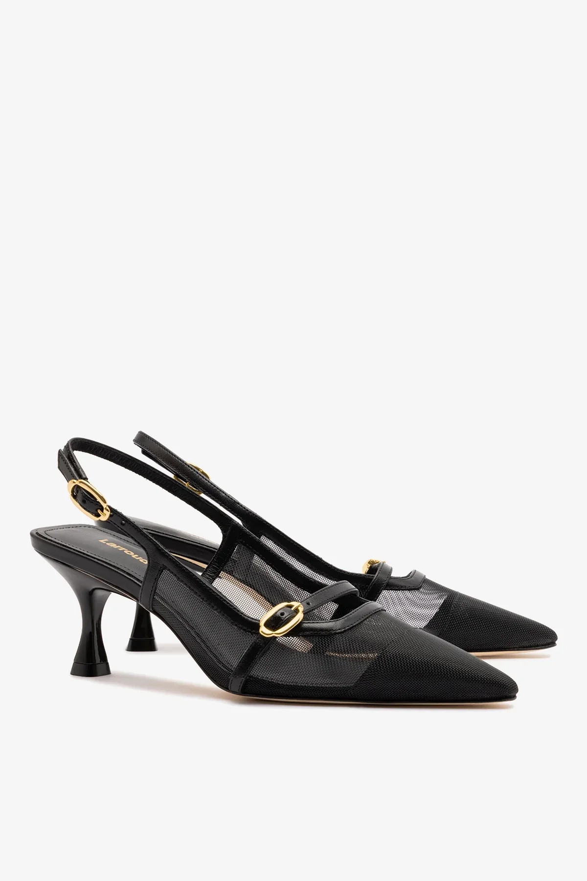 Slingback Ines Tela e Couro Preto - Image 3