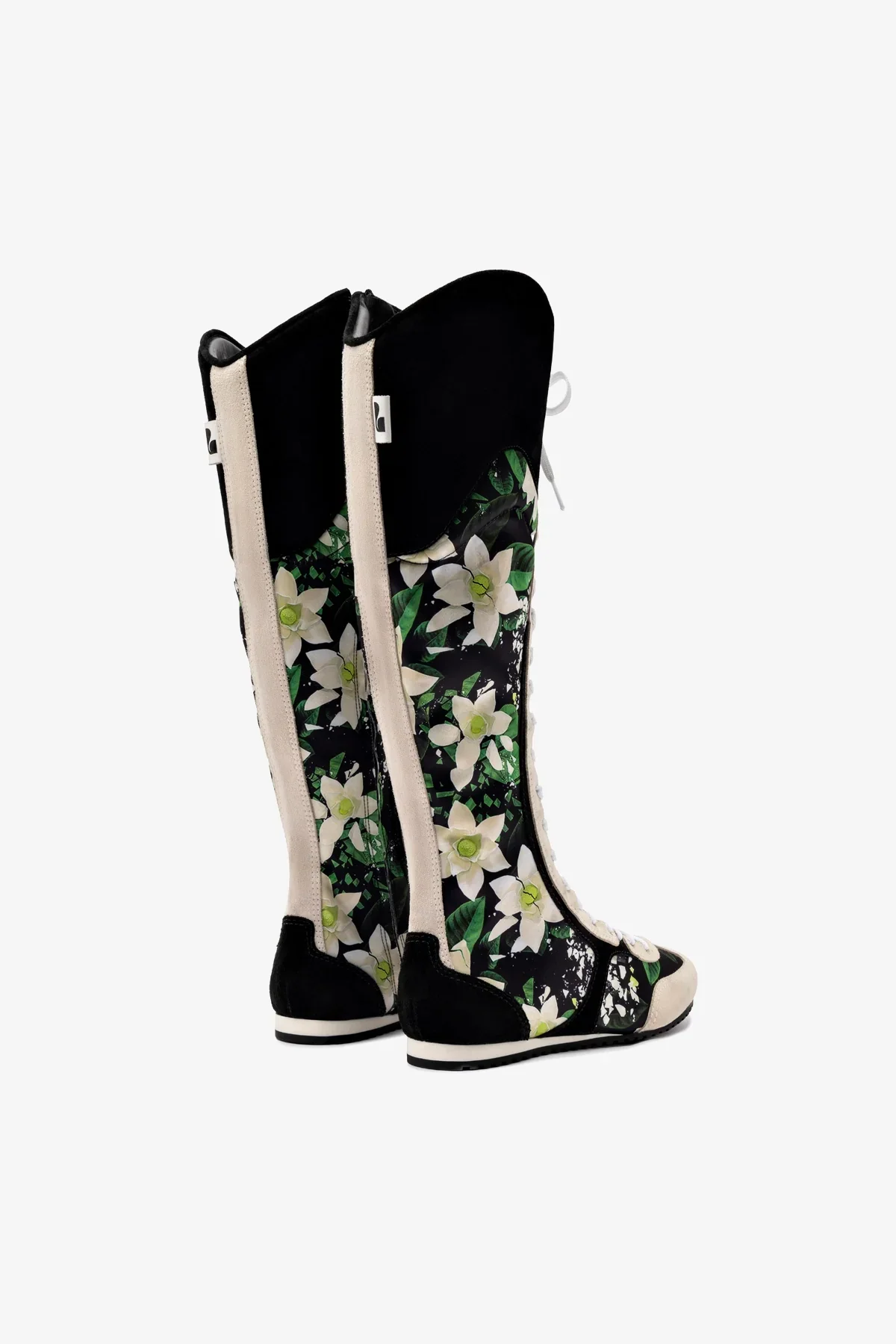 Larroudé x Jonathan Cohen: Bota Tênis Cano Alto Camurça Preto e Cetim Estampado Multicor - Image 7