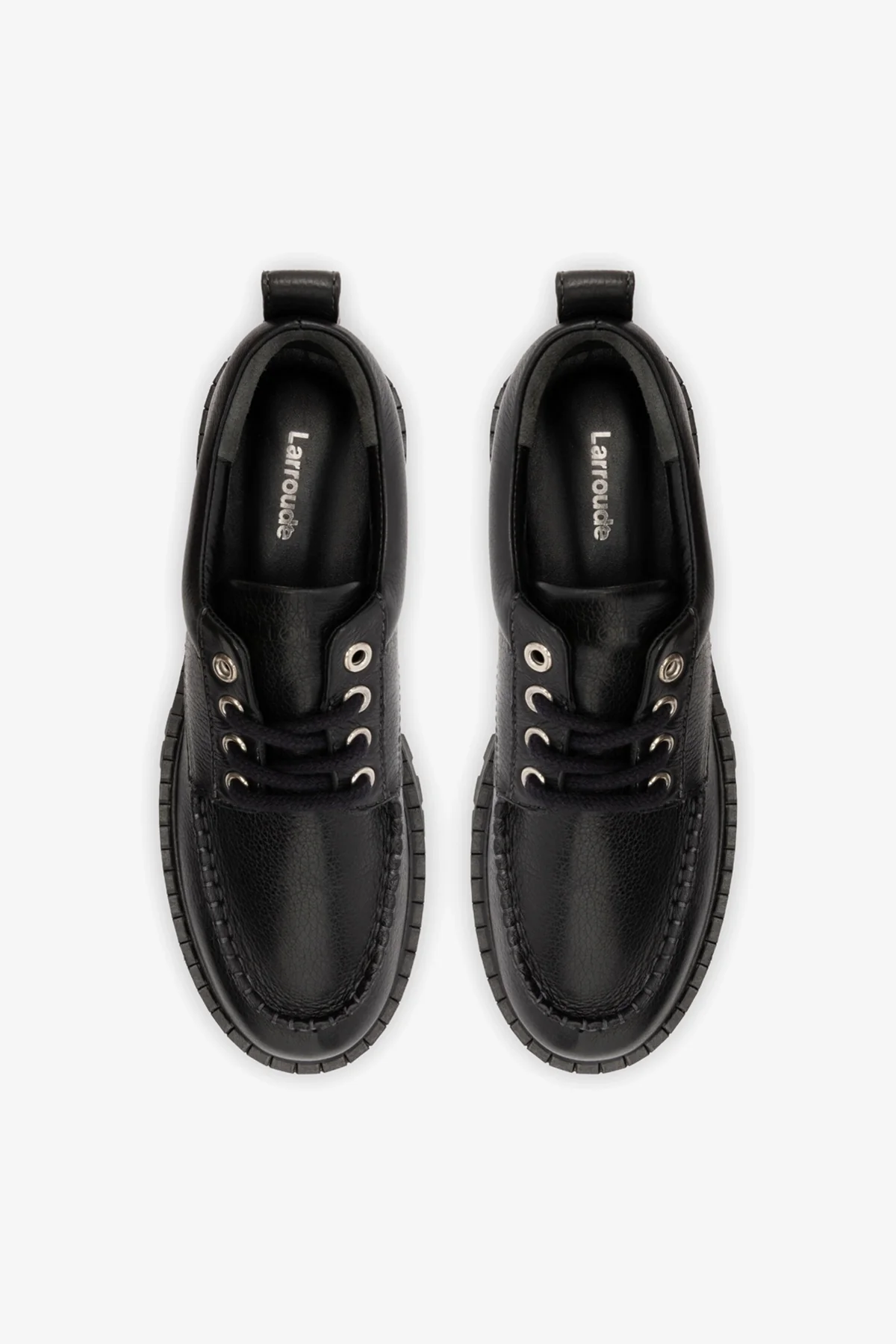 Mocassim Tratorado London Lace Up Couro Preto - Image 7