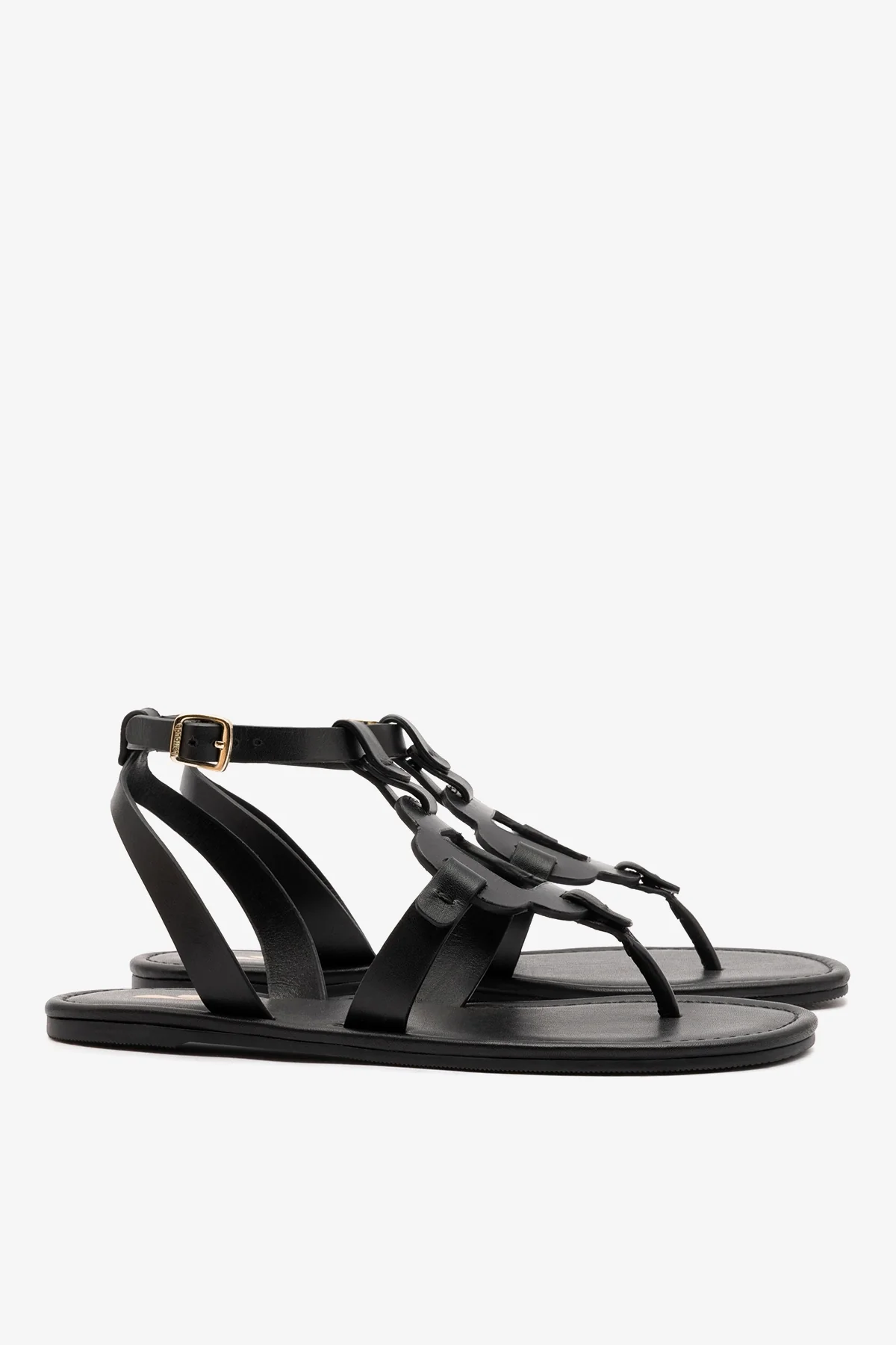Sandália Flat Margherita Couro Preto - Image 3