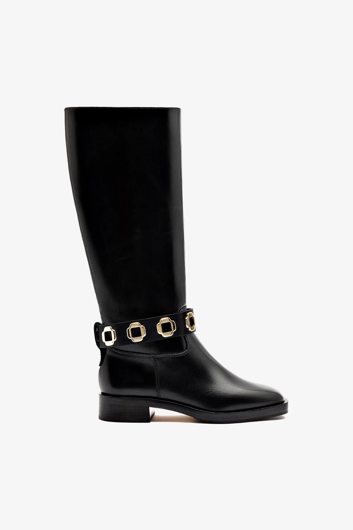 Bota Flat Milan Couro Preto