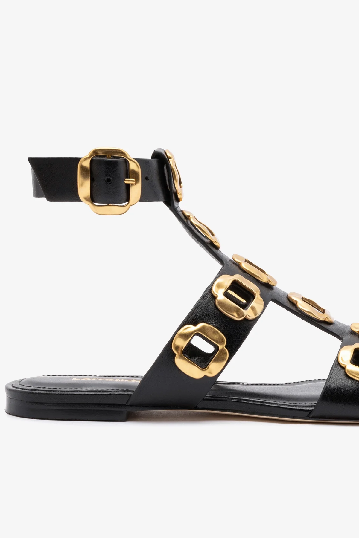 Sandália Gladiadora Flat Milan Couro Preto - Image 4