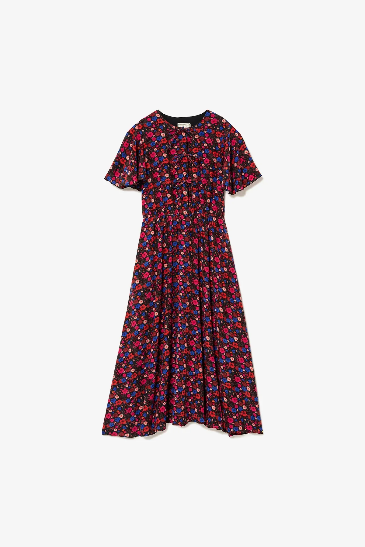 Vestido Nicole Seda Floral Preto