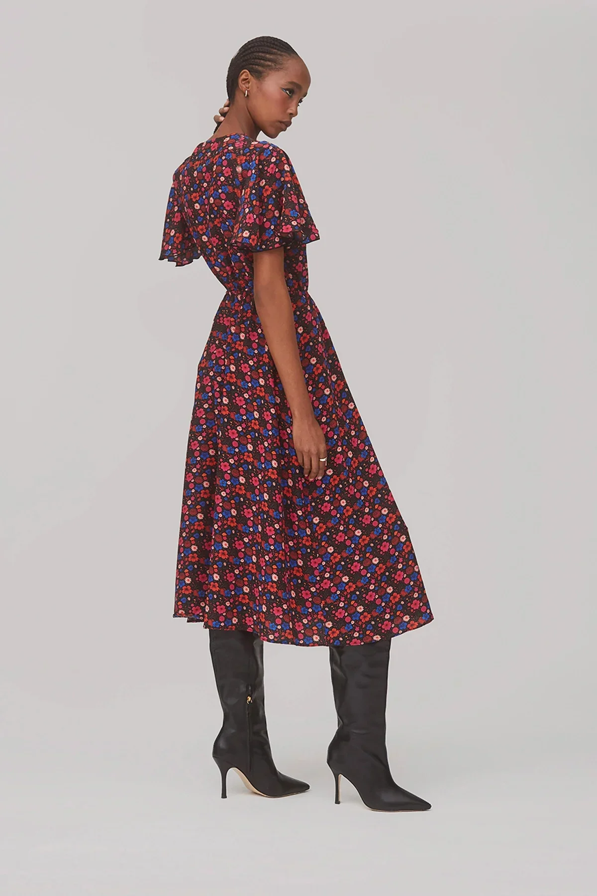 Vestido Nicole Seda Floral Preto - Image 3