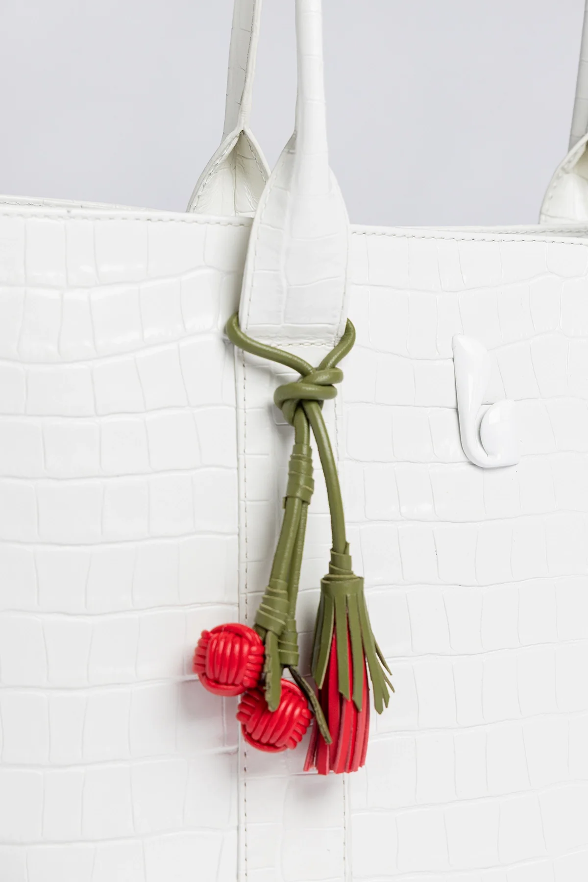 Bolsa Tote Bag City Couro Croco Branco - Image 5