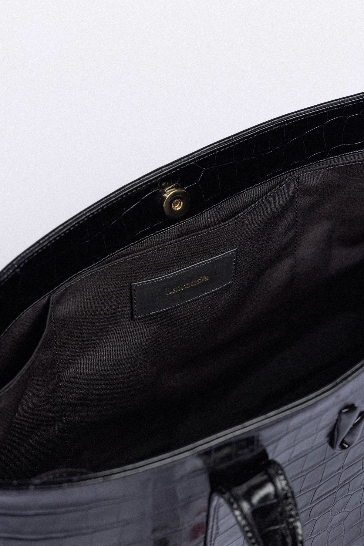 Bolsa Tote Bag City Couro Croco Preto - Image 3