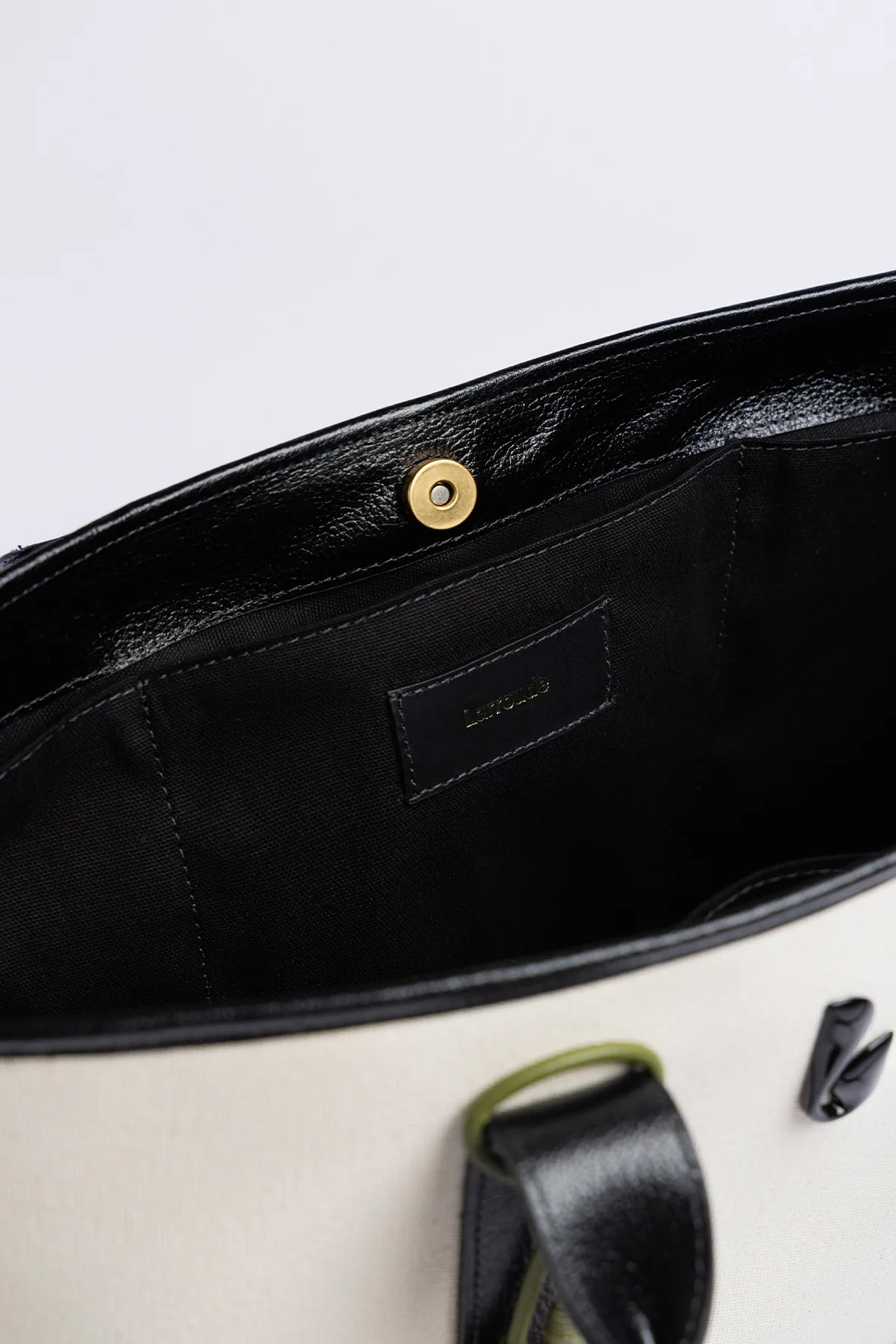 Bolsa Tote Bag City Lona Natural e Couro Preto - Image 4