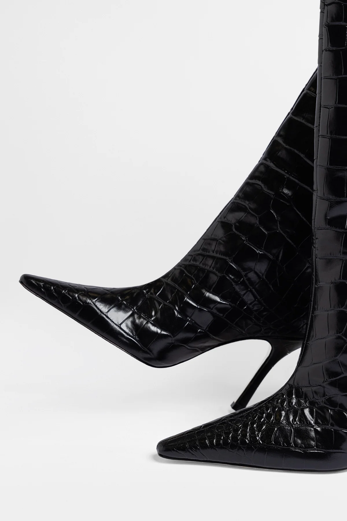 Bota Carine Couro Croco Preto - Image 4