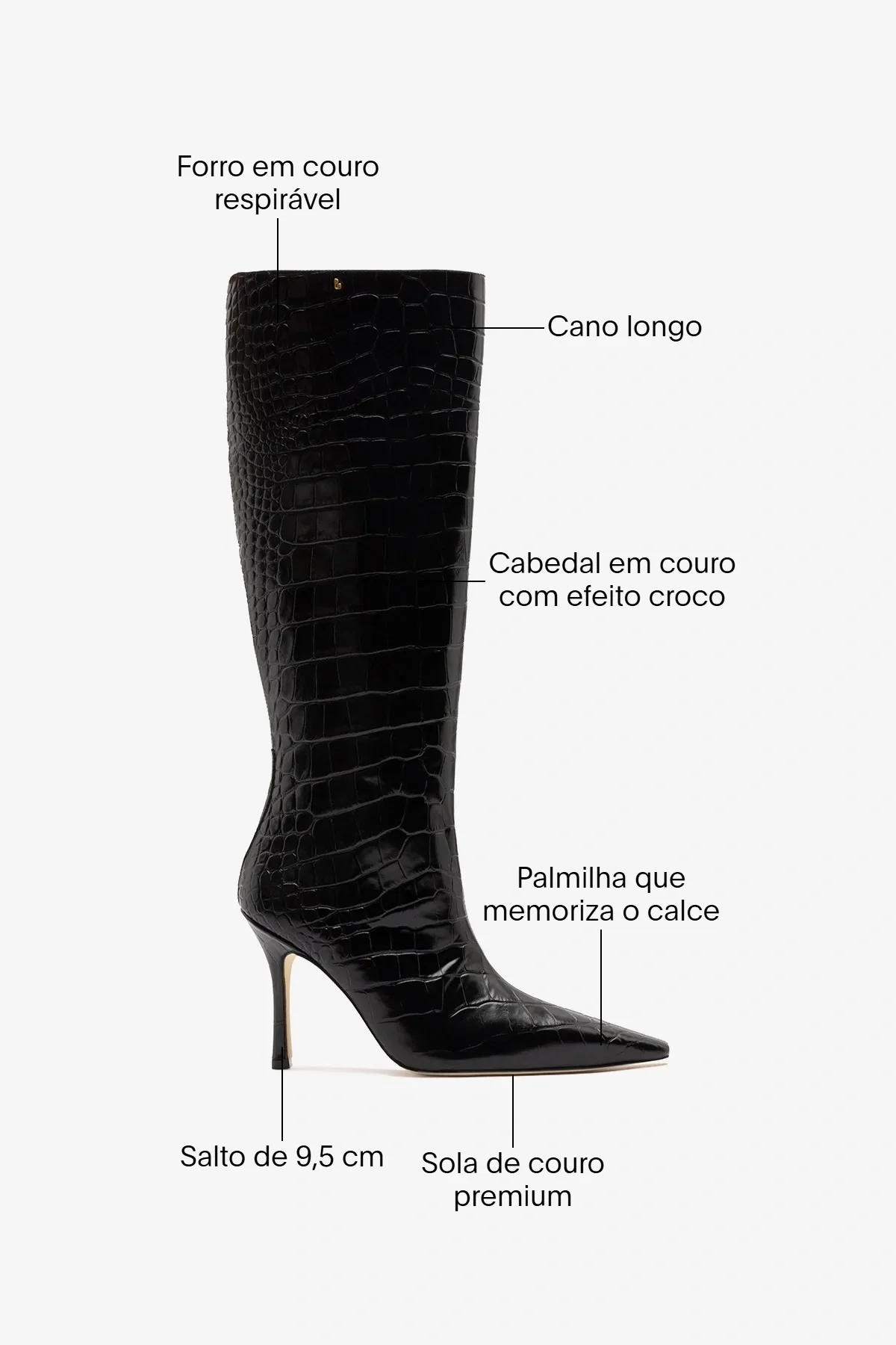 Bota Carine Couro Croco Preto - Image 6
