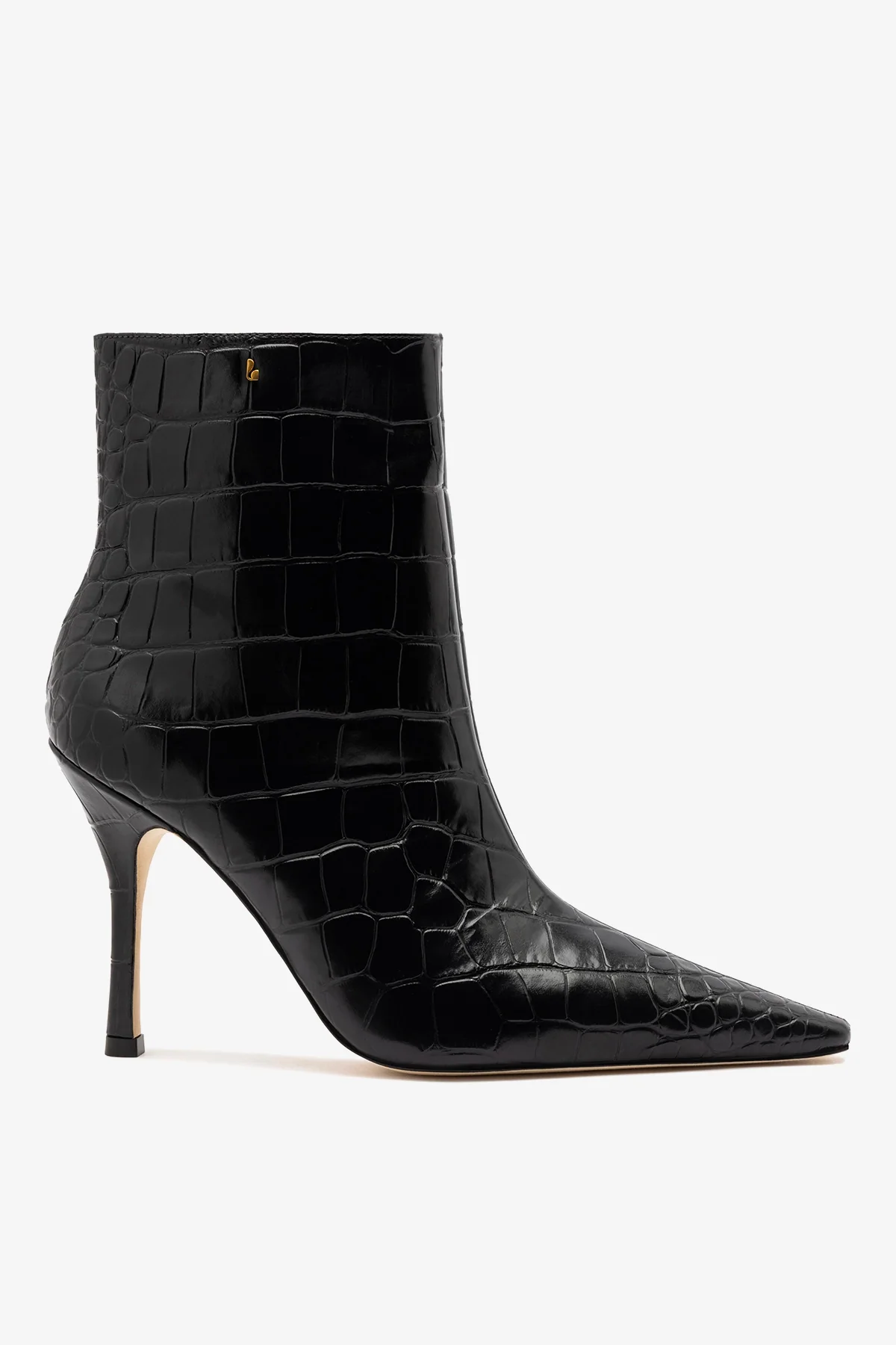 Bota Carine Mini Couro Croco Preto