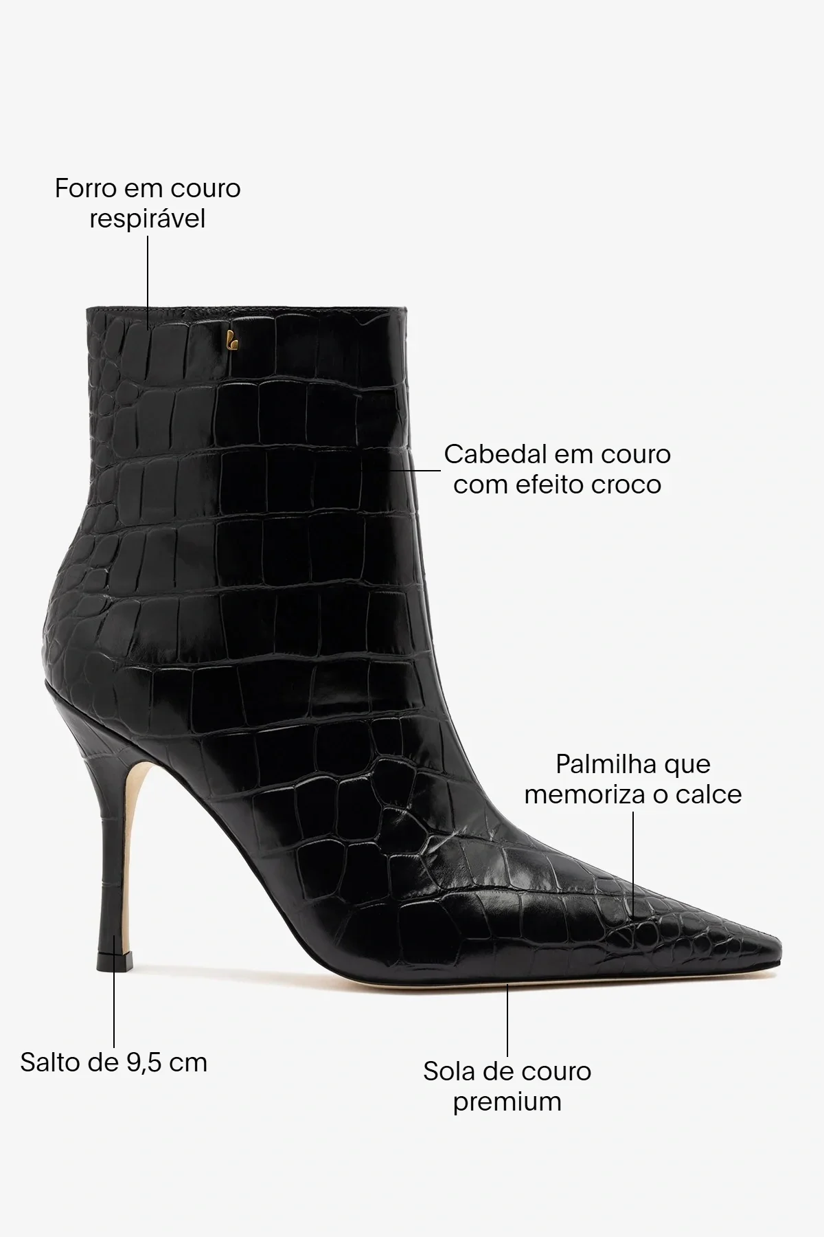 Bota Carine Mini Couro Croco Preto - Image 6