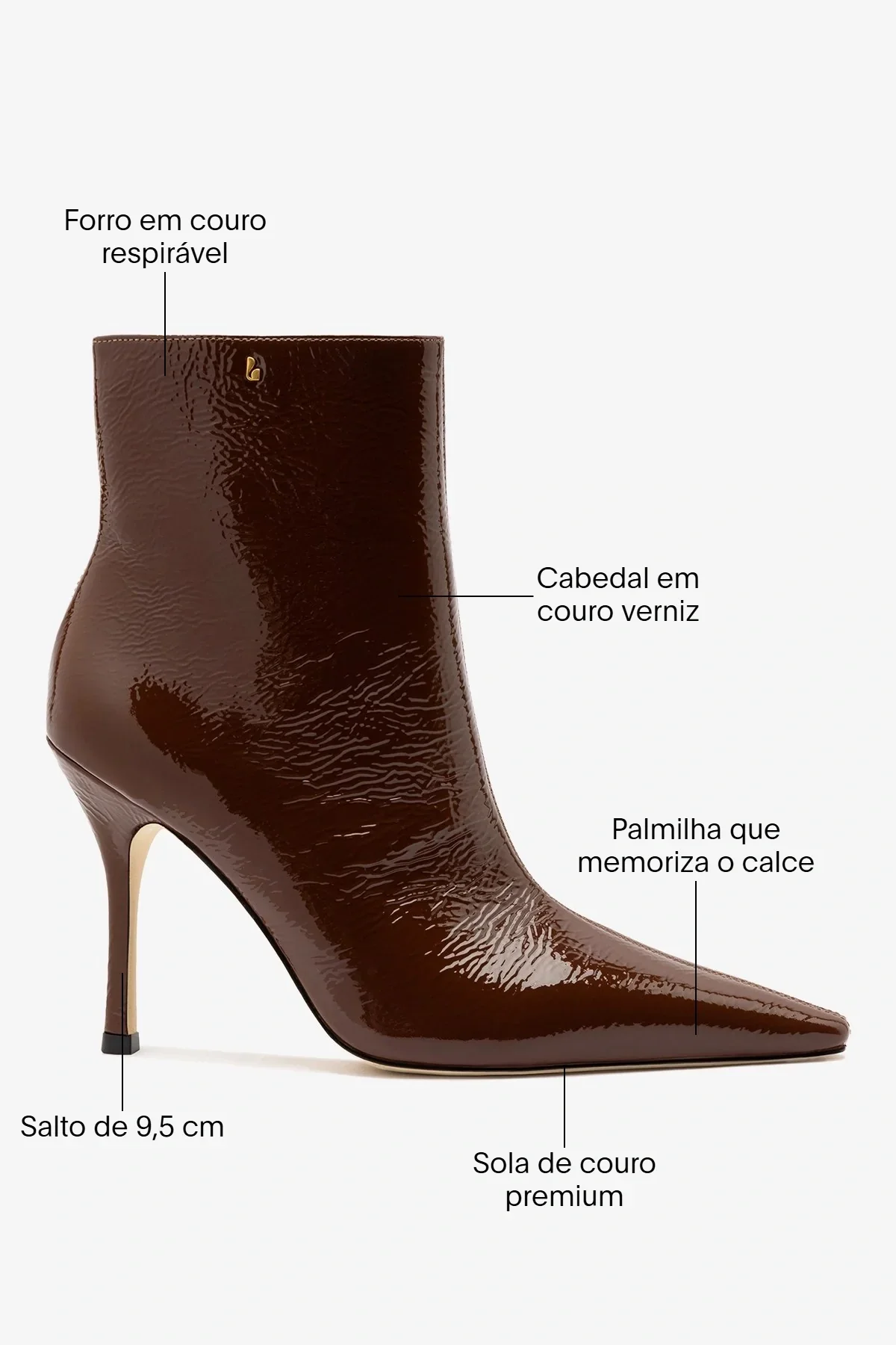 Bota Carine Mini Couro Verniz Marrom - Image 6