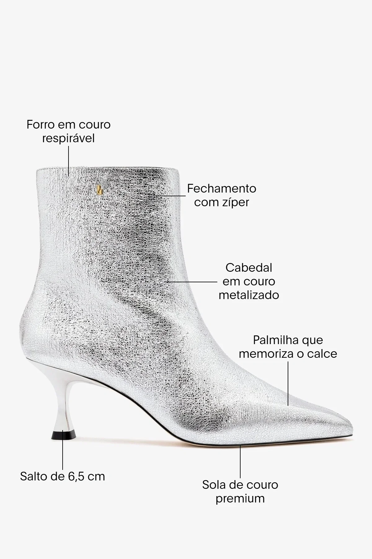 Bota Ines Couro Prateado - Image 6