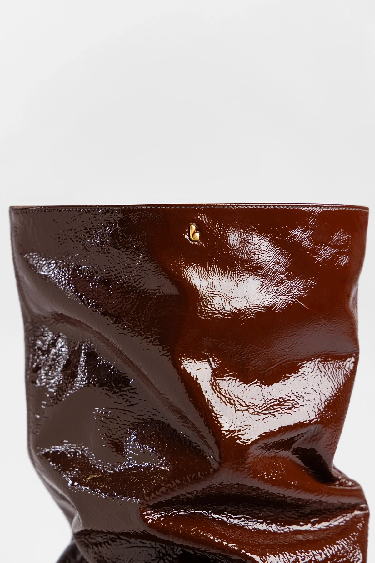 Bota Slouch Cindy Couro Verniz Marrom - Image 4