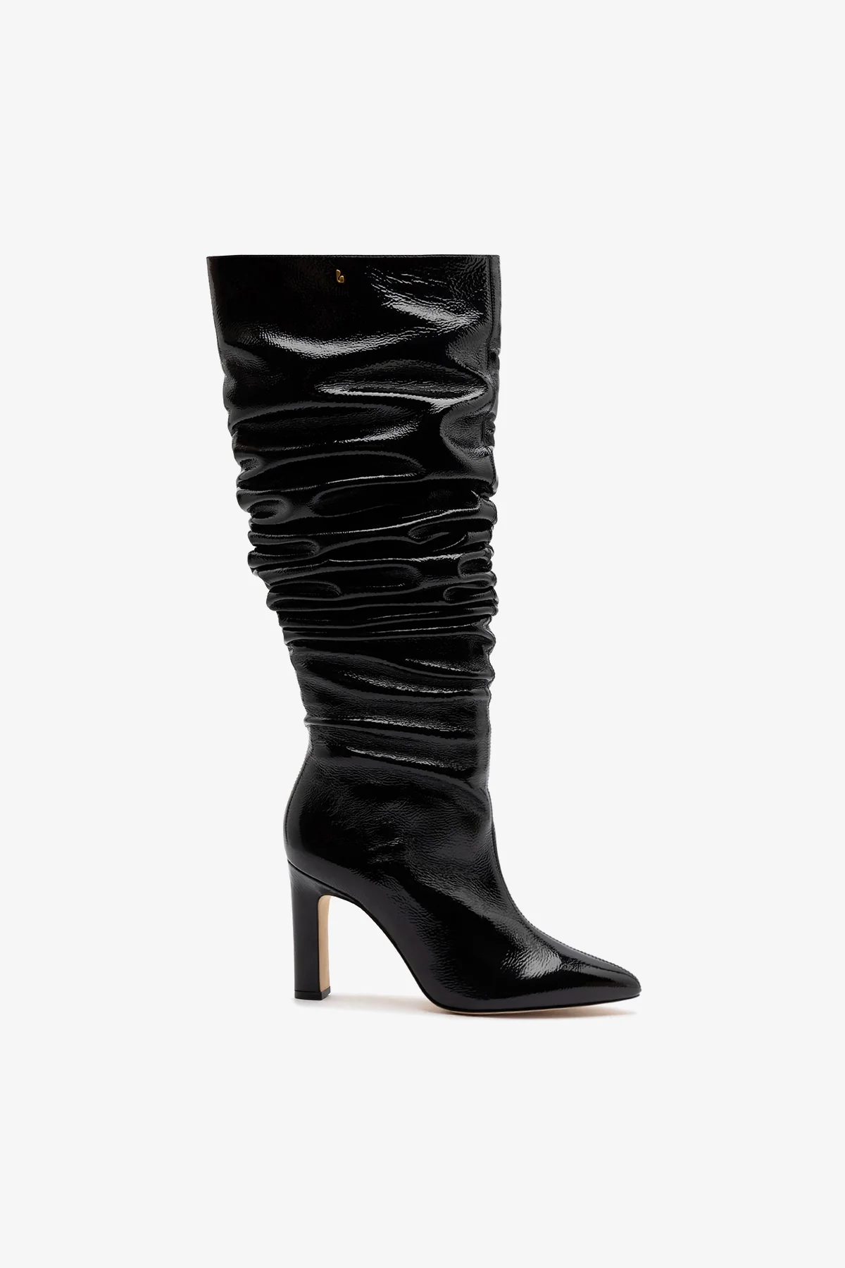 Bota Slouch Cindy Couro Verniz Preto