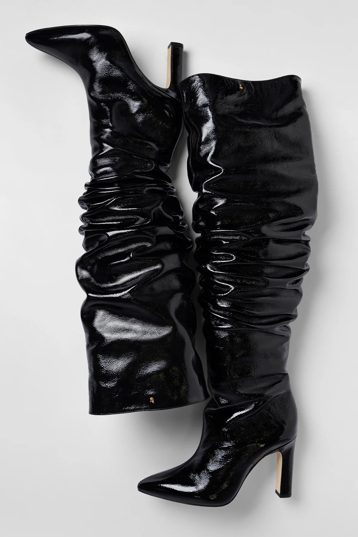 Bota Slouch Cindy Couro Verniz Preto - Image 3