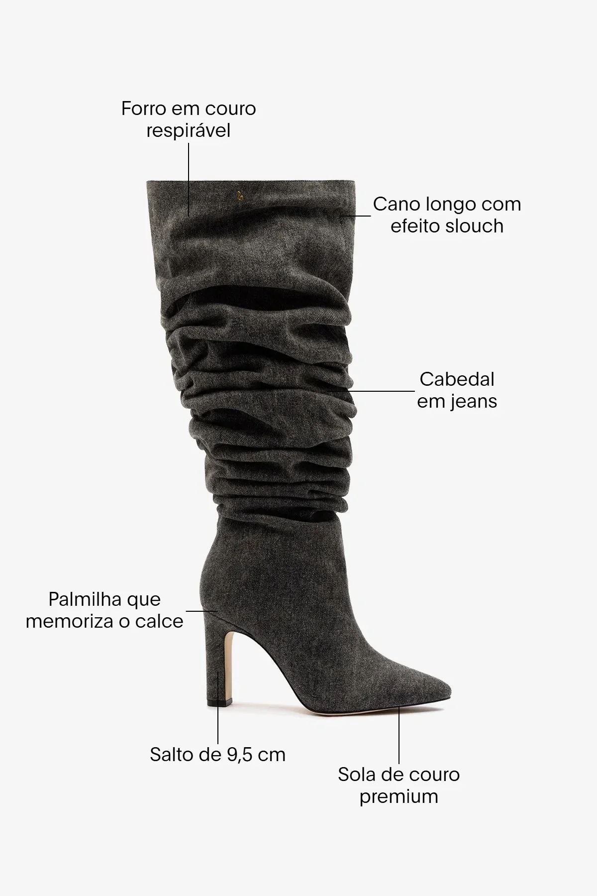 Bota Slouch Cindy Jeans Preto - Image 6