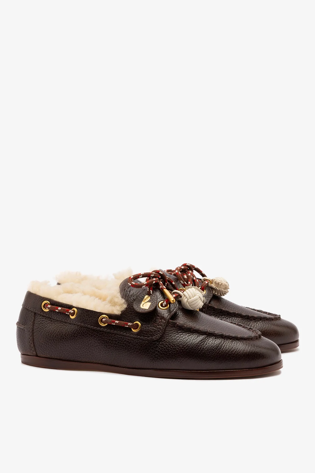Mocassim Boat Shoe Cyprus Couro Marrom e Lã Natural - Image 3