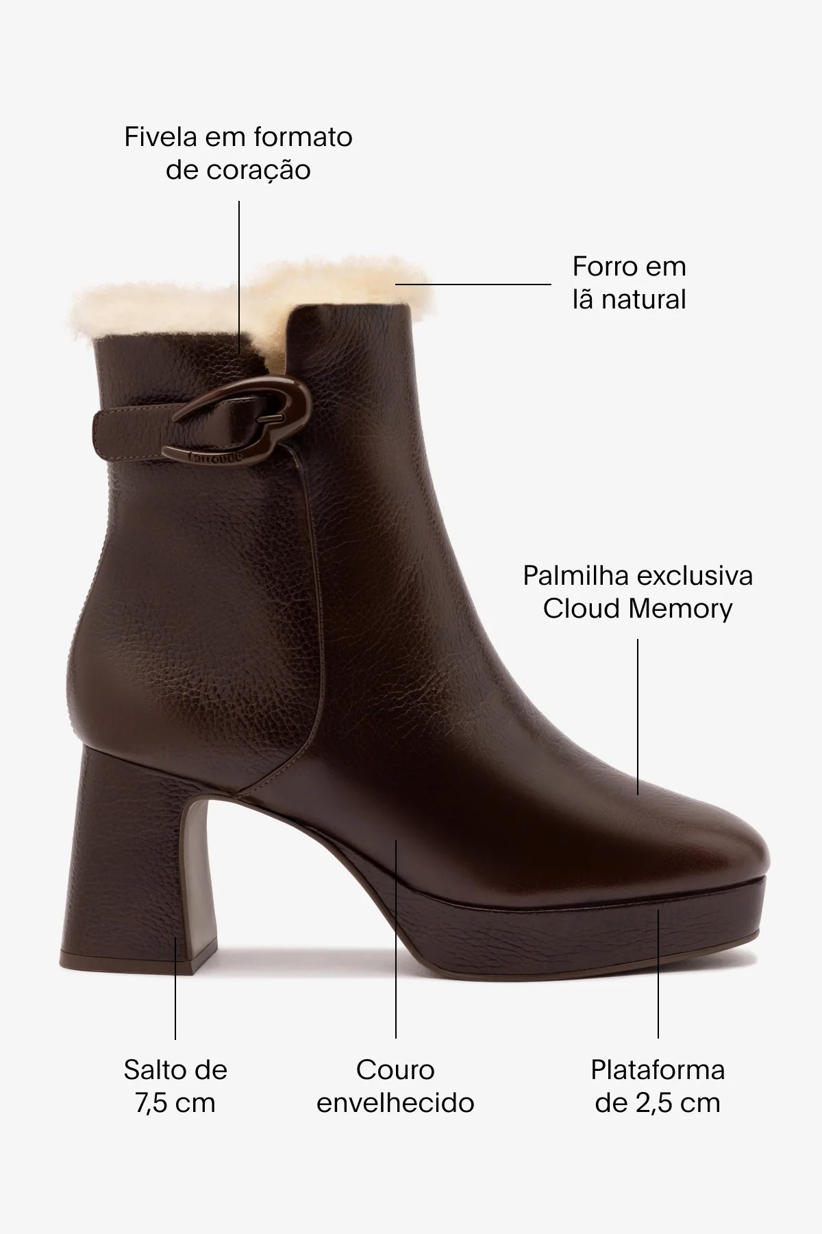 Bota Dolly Verona Low Couro Marrom e Lã Natural - Image 5