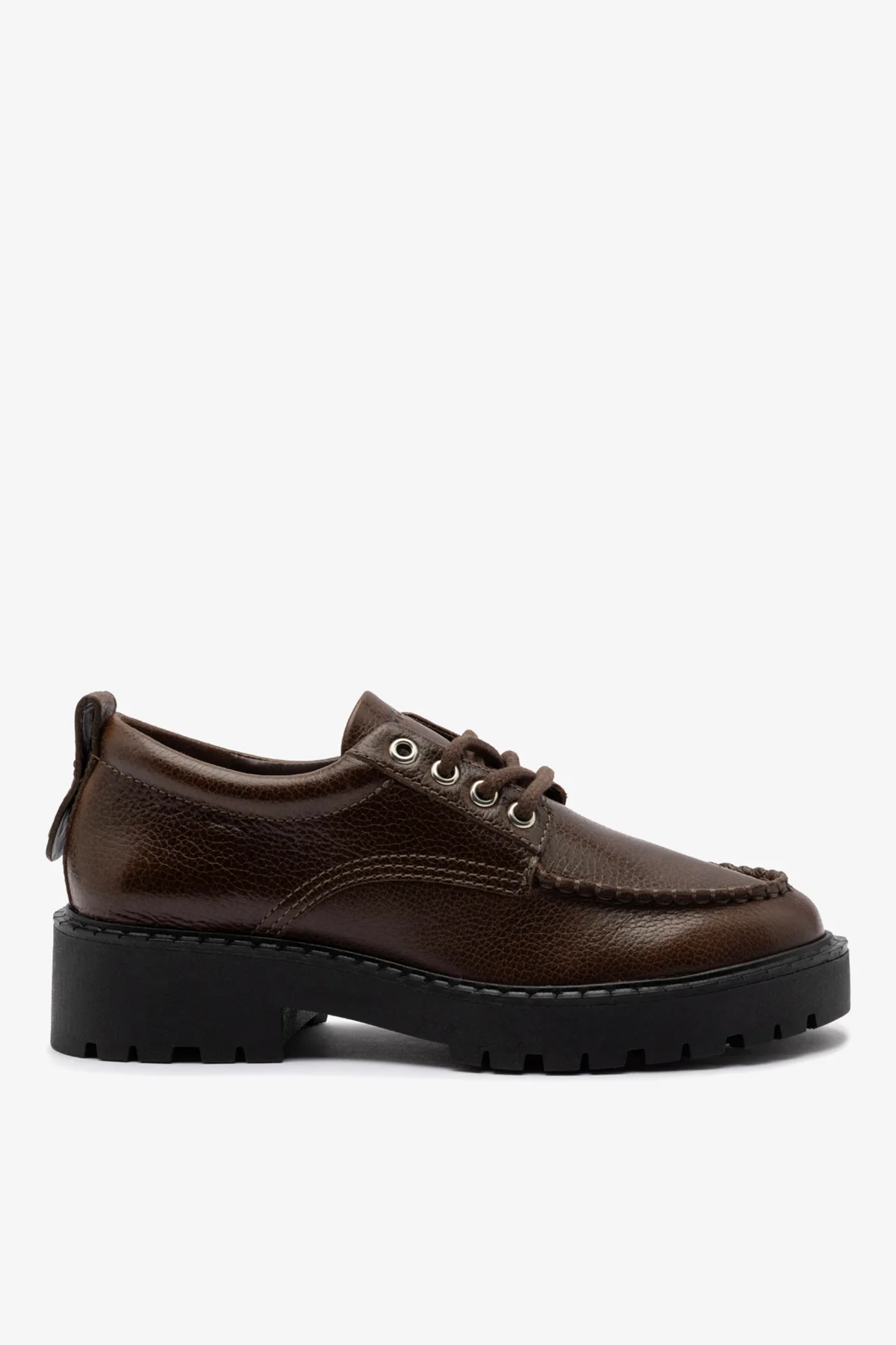 Mocassim Tratorado London Lace Up Couro Marrom