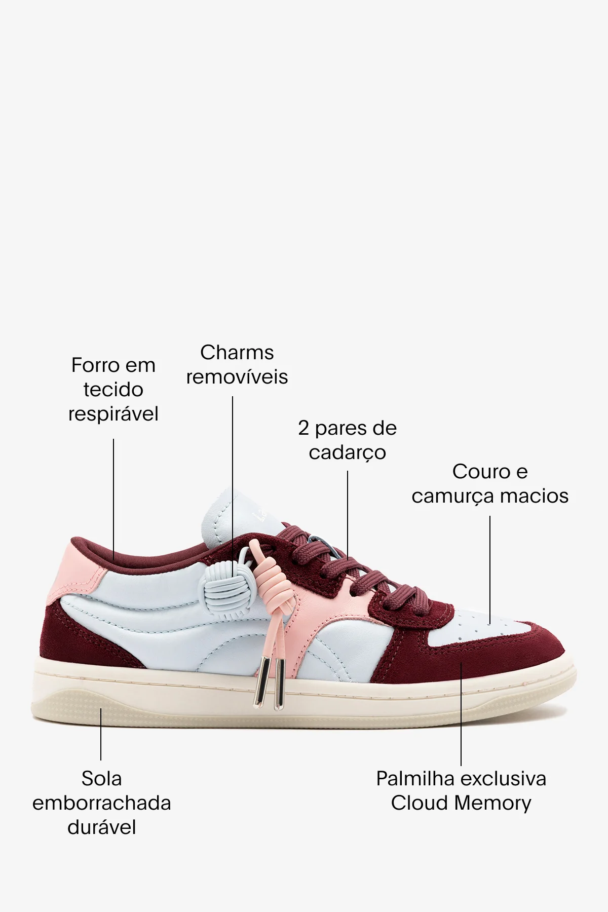 Tênis George Couro Bordô, Azul e Rosa - Image 6
