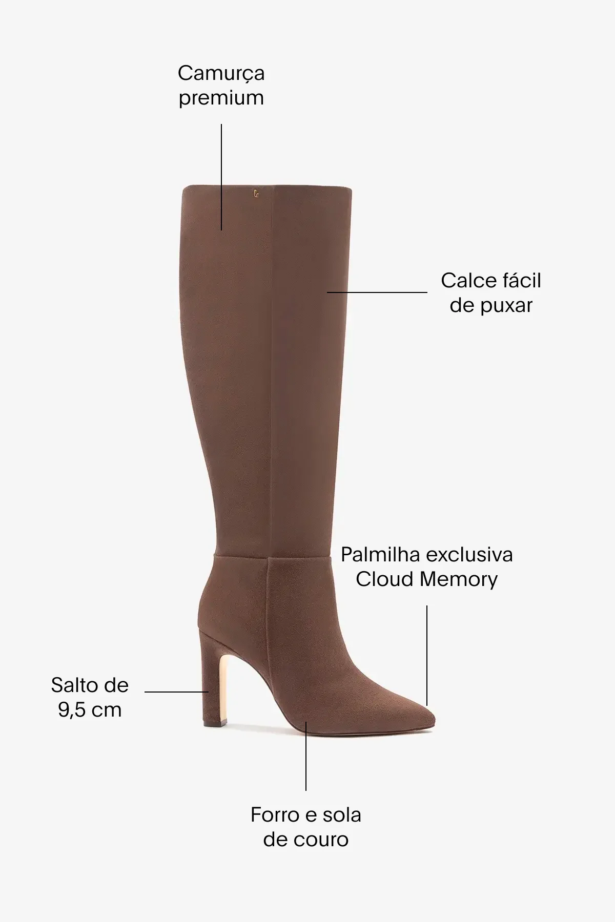 Bota Cindy Hi Camurça Marrom - Image 5