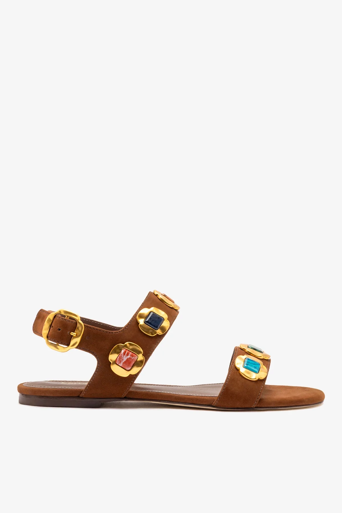 Sandália Flat Milan Gioiello Camurça Marrom
