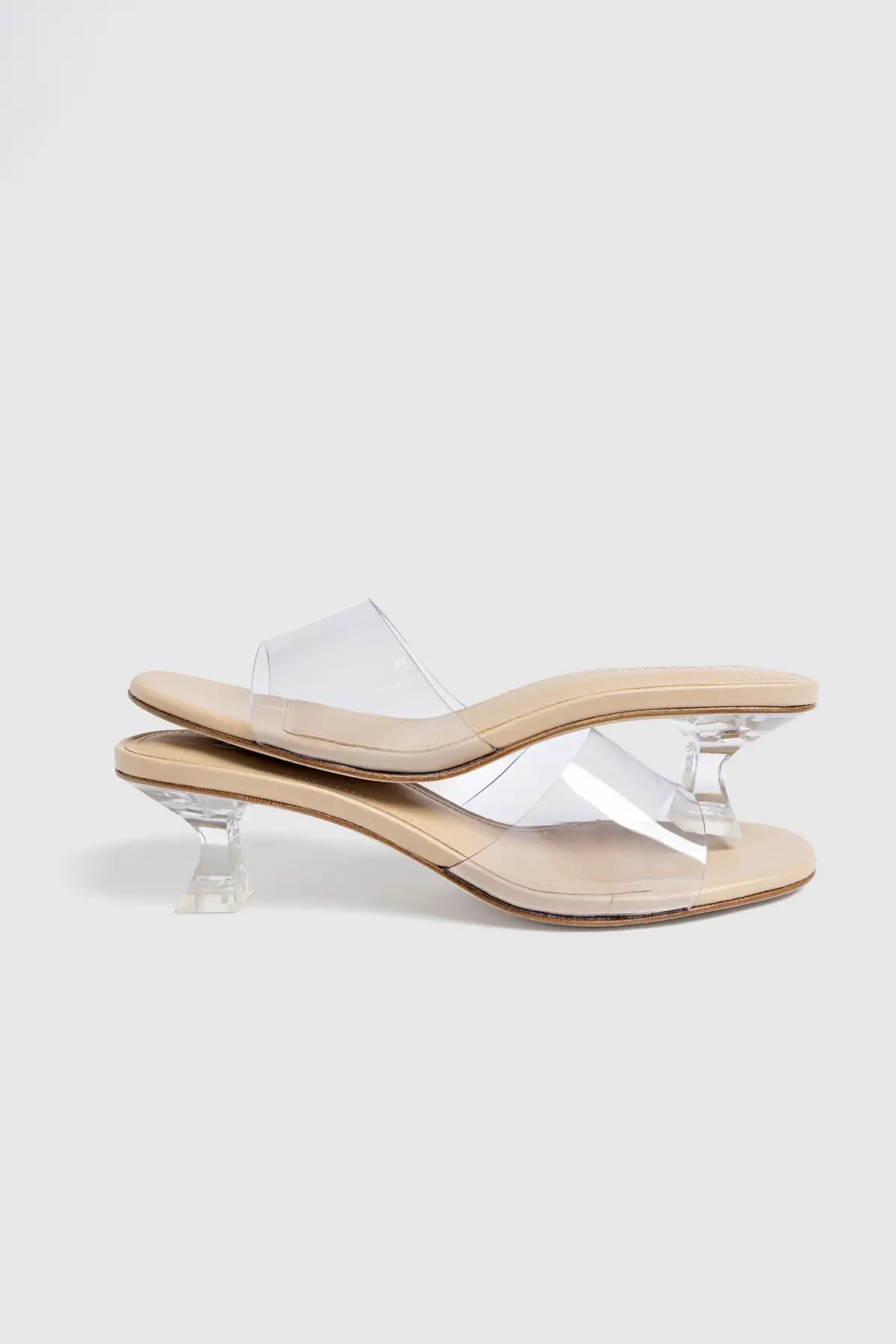 Mule Vivi Lucite Clear Couro Bege - Image 2