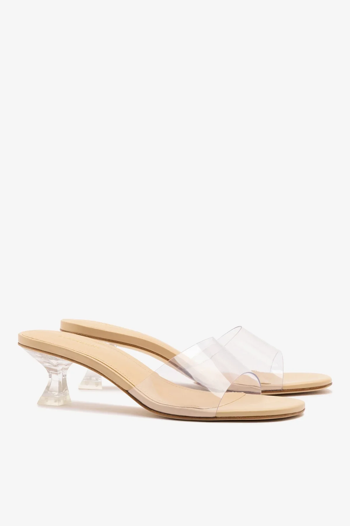 Mule Vivi Lucite Clear Couro Bege - Image 3