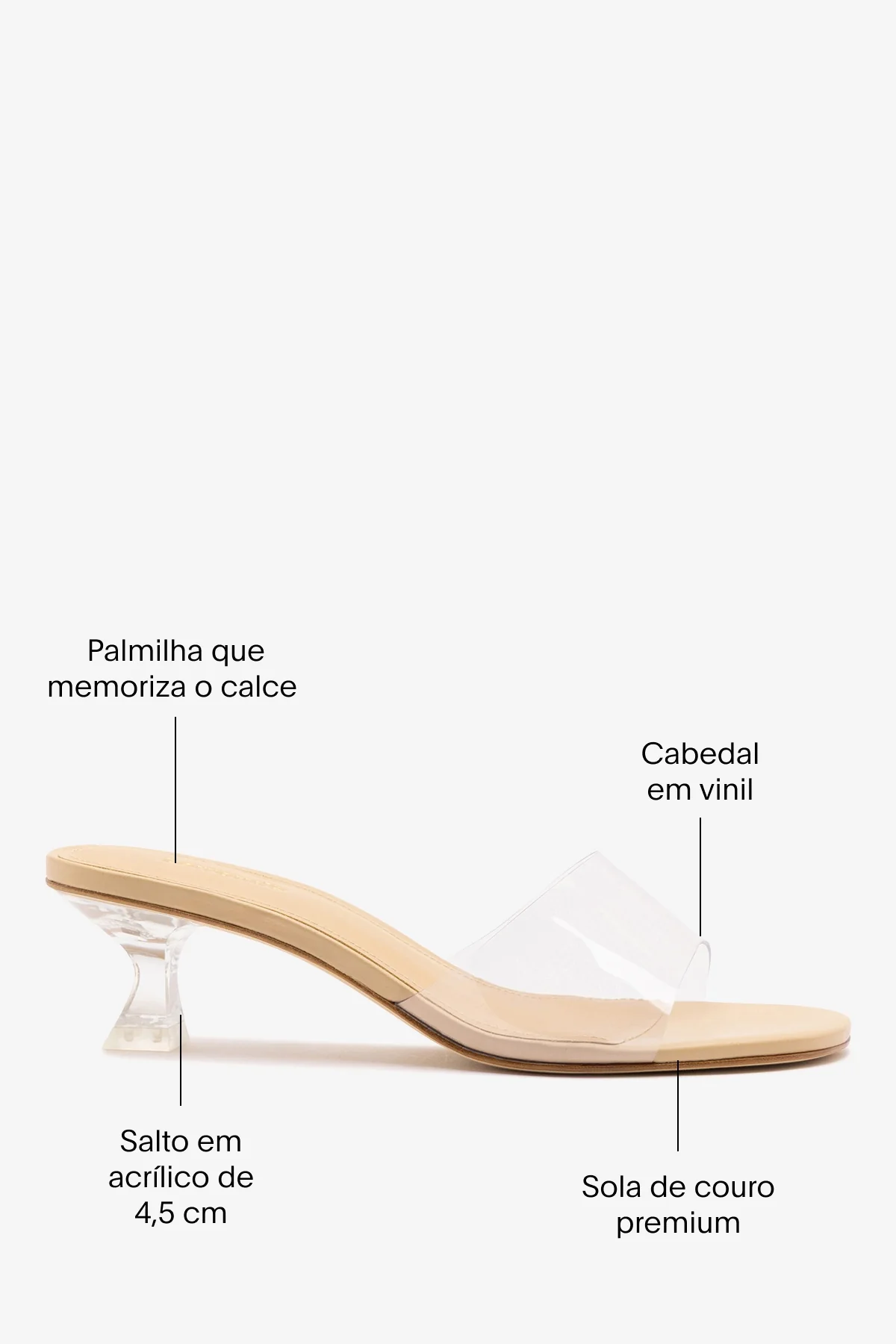 Mule Vivi Lucite Clear Couro Bege - Image 5