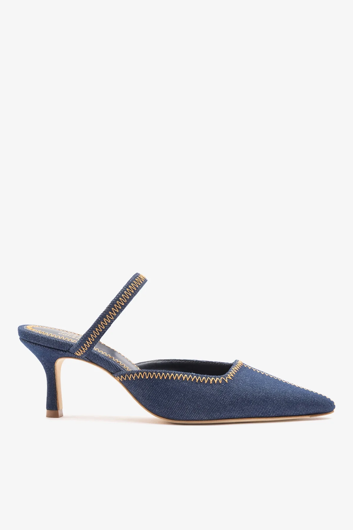 Larroudé x Jonathan Cohen: Mule Zig Zag Jeans Azul
